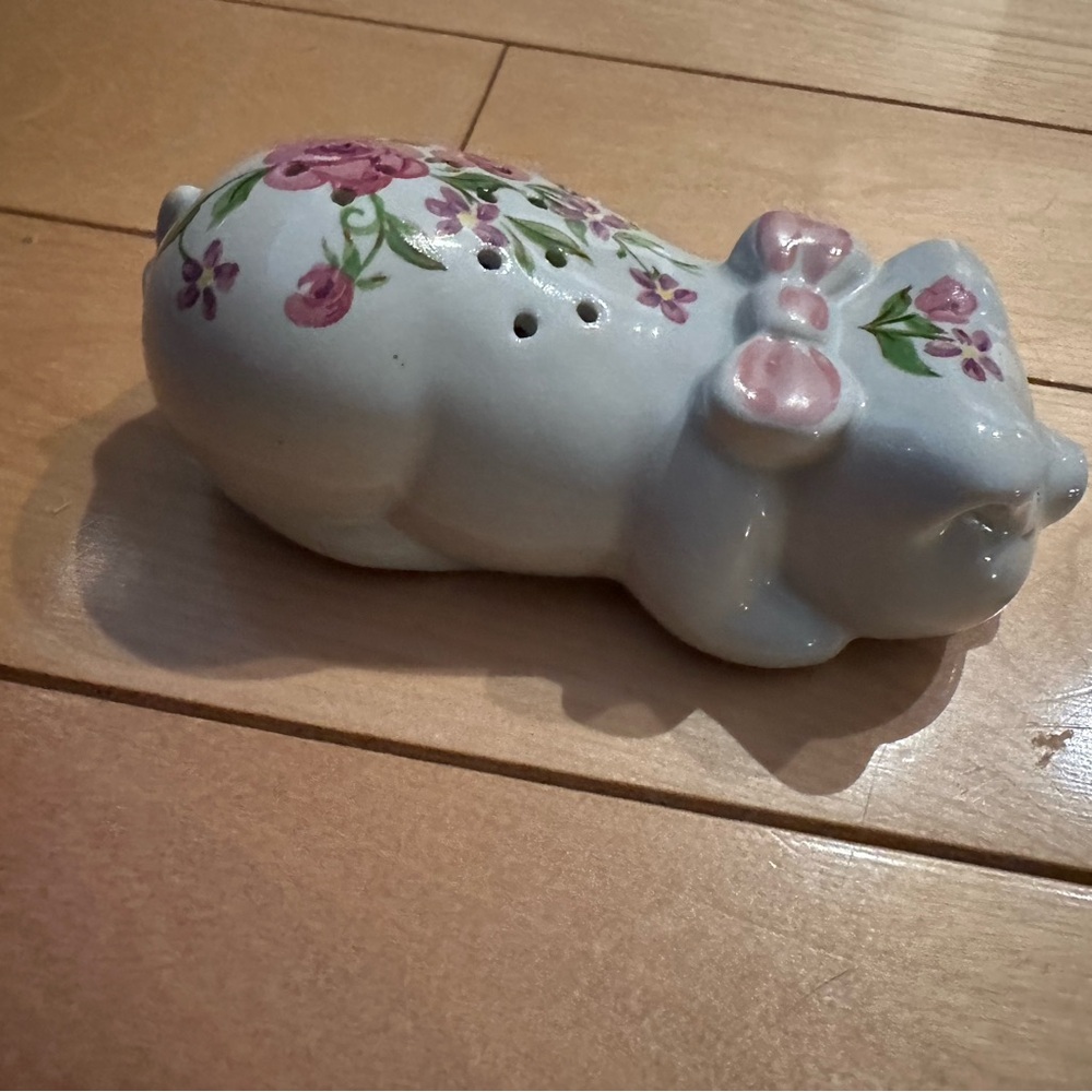 Vintage Avon Floral Ceramic Pig Figurine pot pourri holder